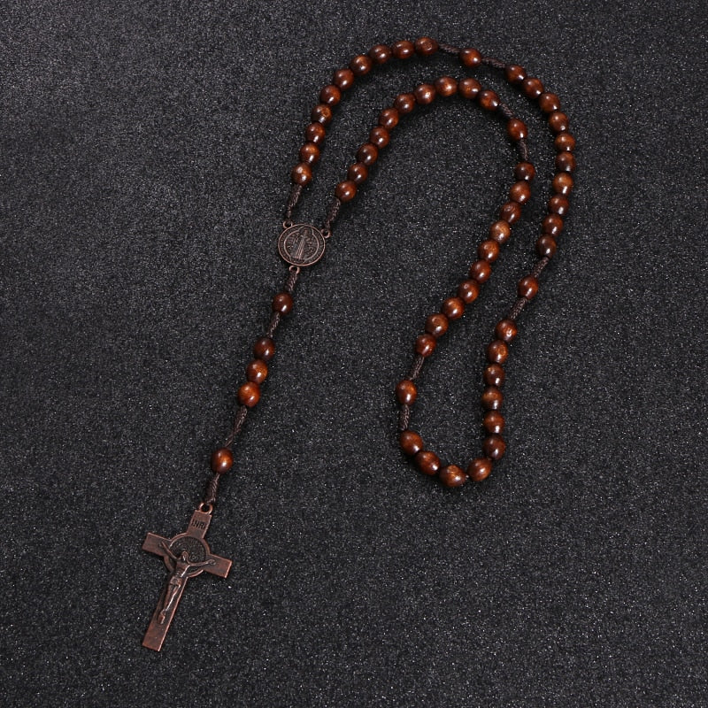 Vintage St. Benedict Wooden Rosary