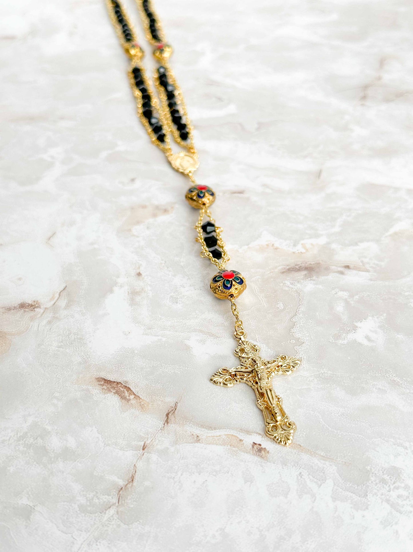 Golden Floral Ladder Rosary