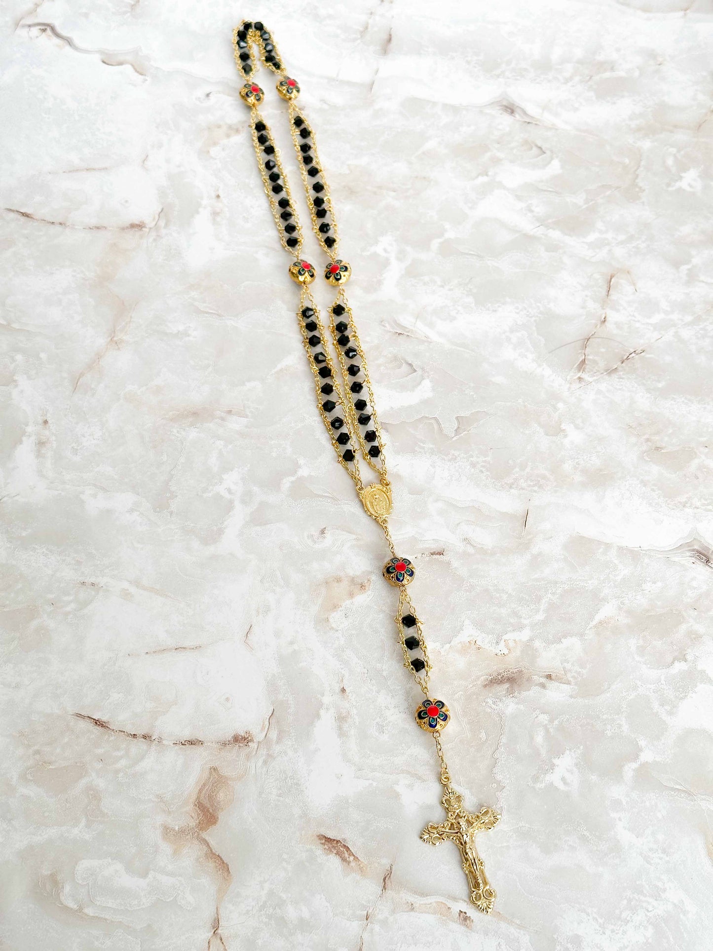 Golden Floral Ladder Rosary