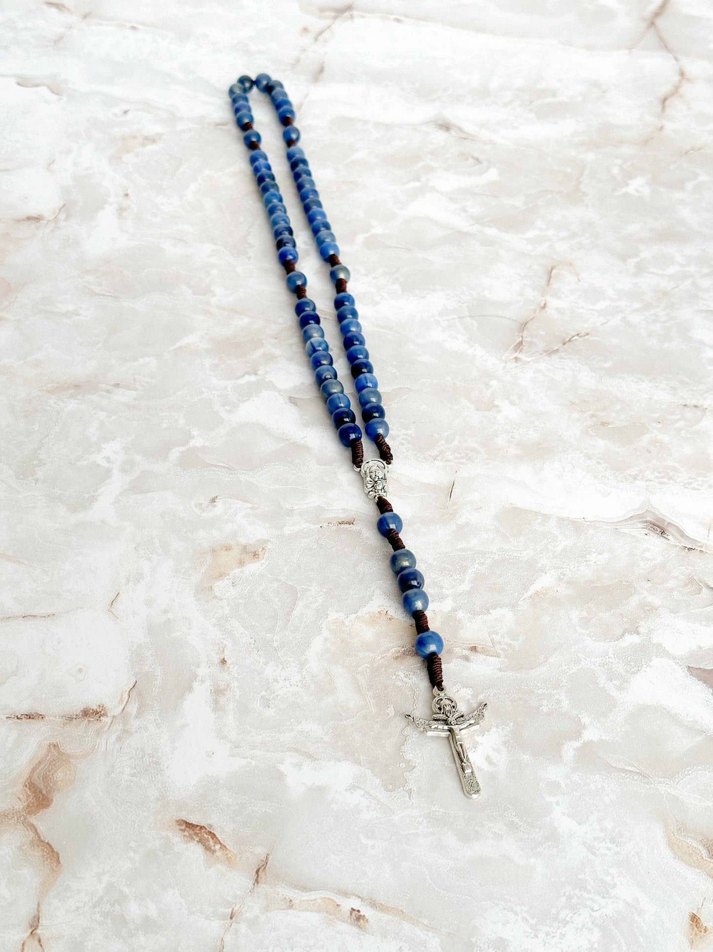 Cloudy Blue Acrylic Rosary