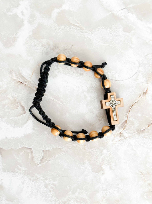 Wooden Crucifix Bracelet