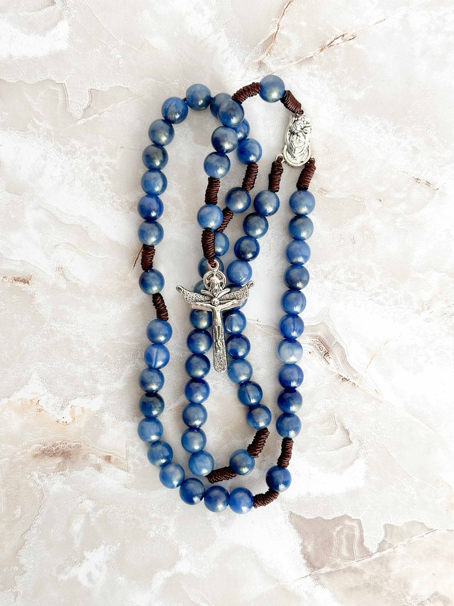 Cloudy Blue Acrylic Rosary