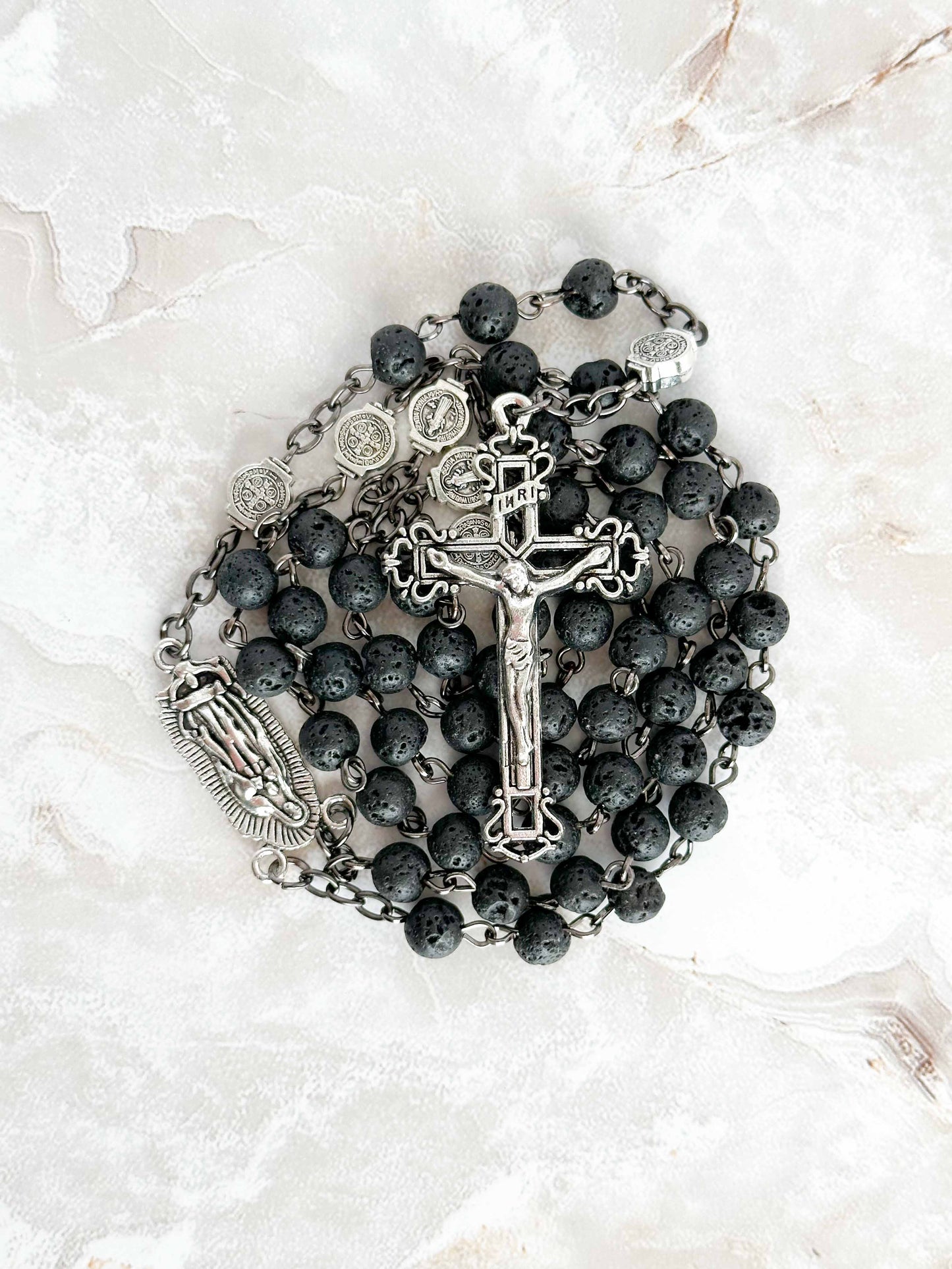 Black Volcanic Stone Rosary