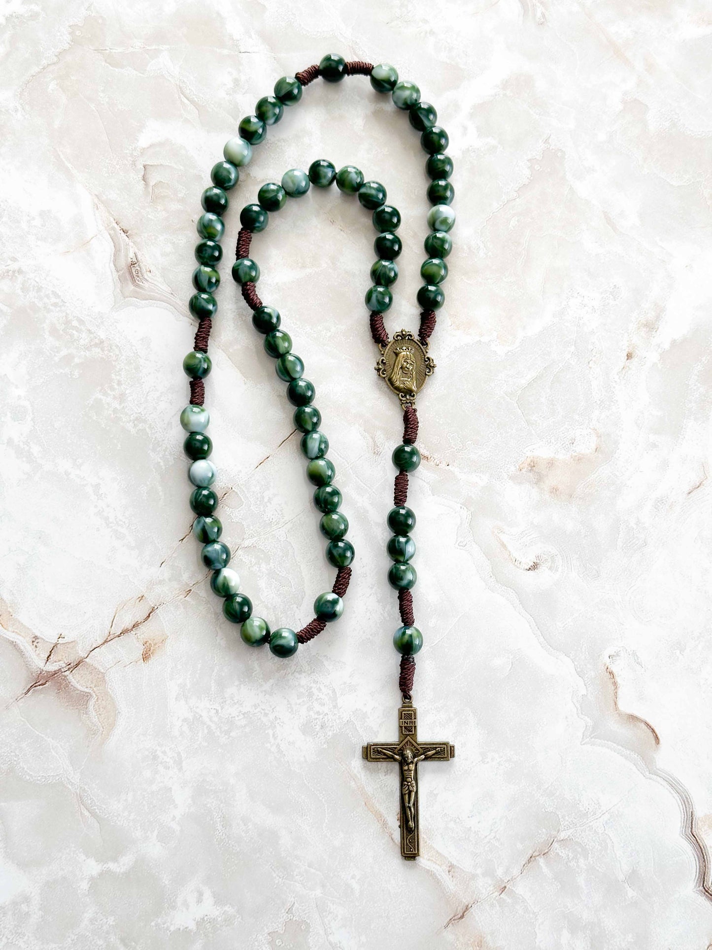 Cloudy Green Acrylic Rosary