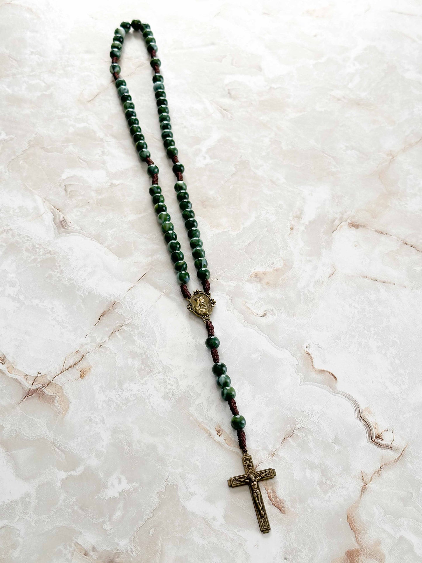 Cloudy Green Acrylic Rosary