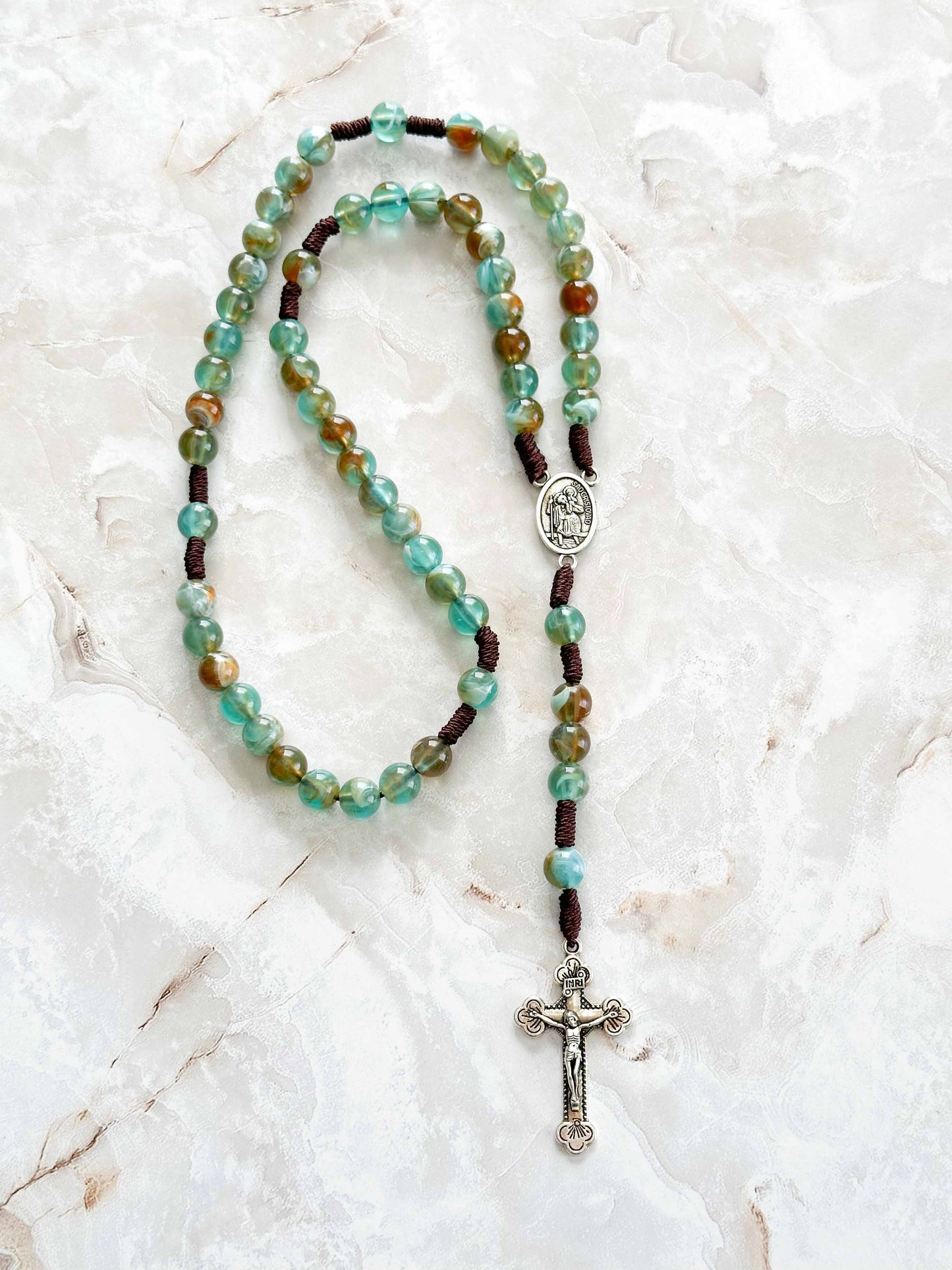 Cloudy Turquoise Acrylic Rosary