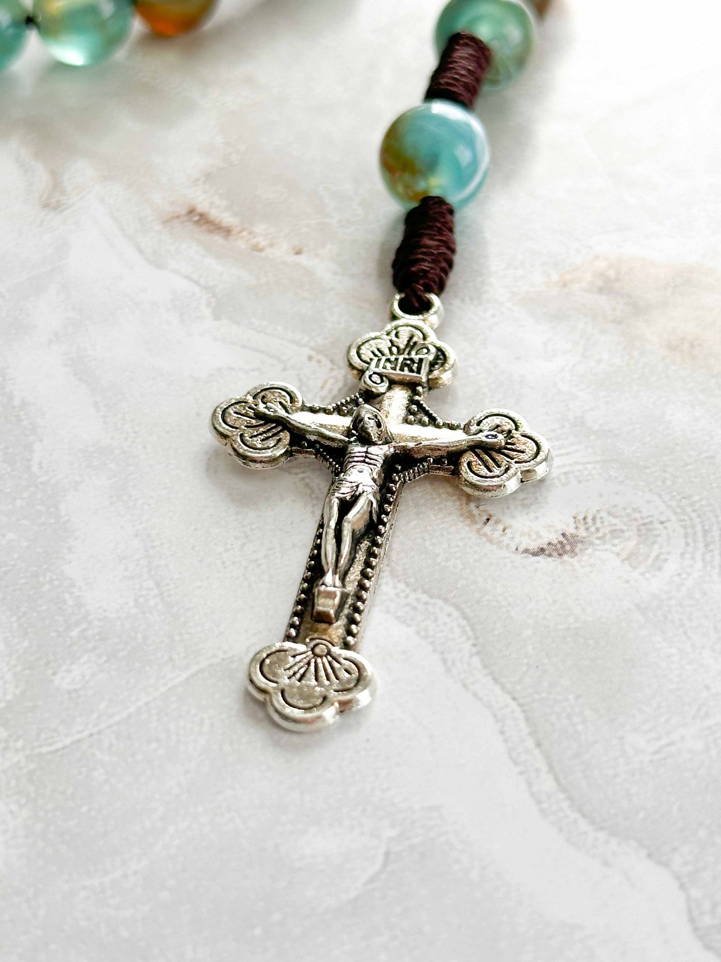 Cloudy Turquoise Acrylic Rosary