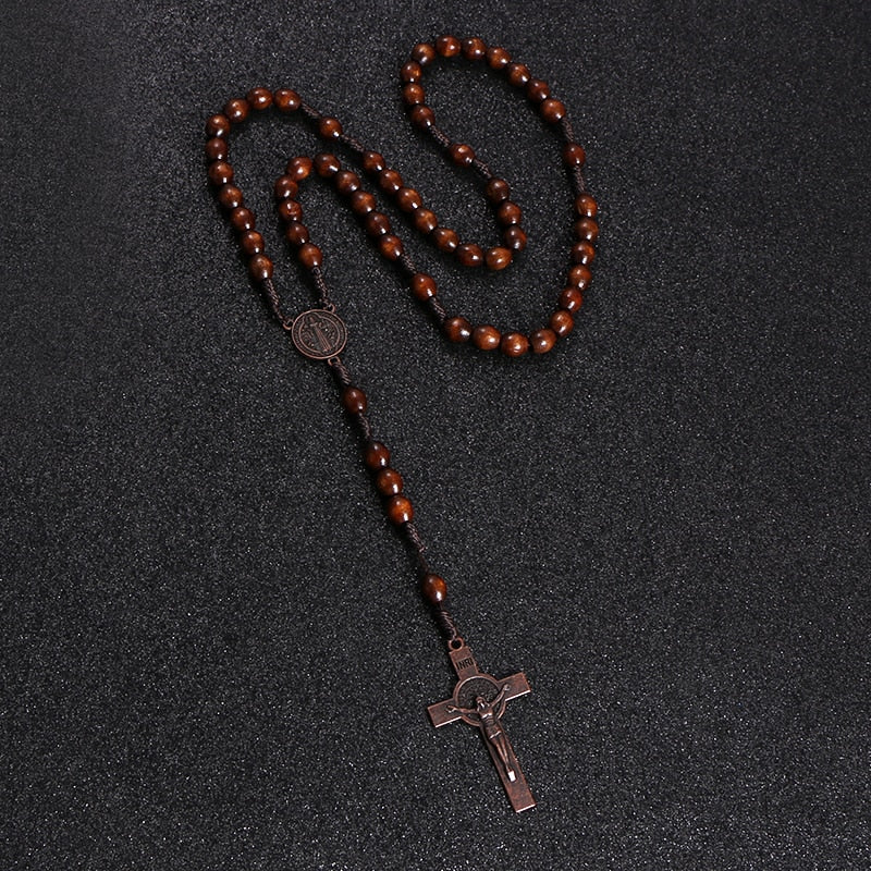 Vintage St. Benedict Wooden Rosary