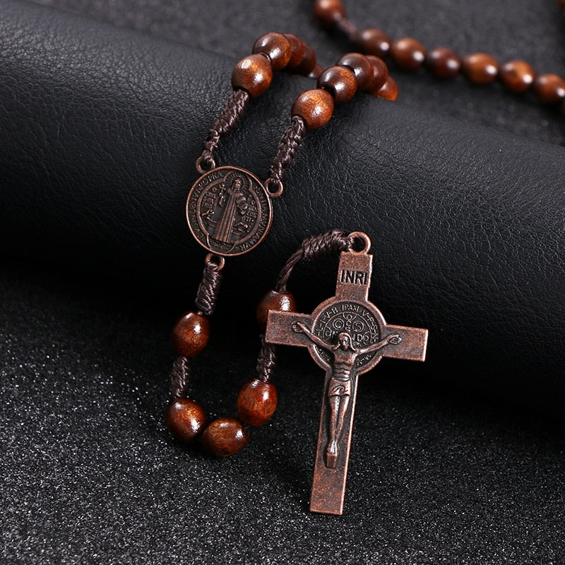 Vintage St. Benedict Wooden Rosary