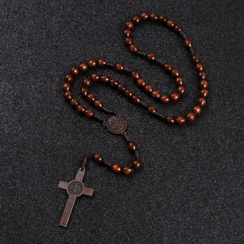 Vintage St. Benedict Wooden Rosary