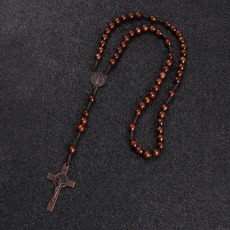 Vintage St. Benedict Wooden Rosary