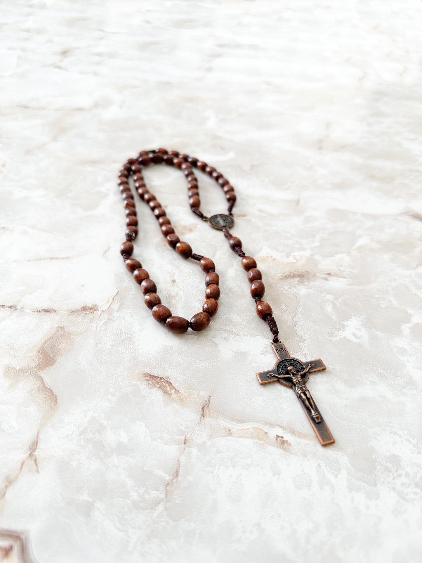 Vintage St. Benedict Wooden Rosary