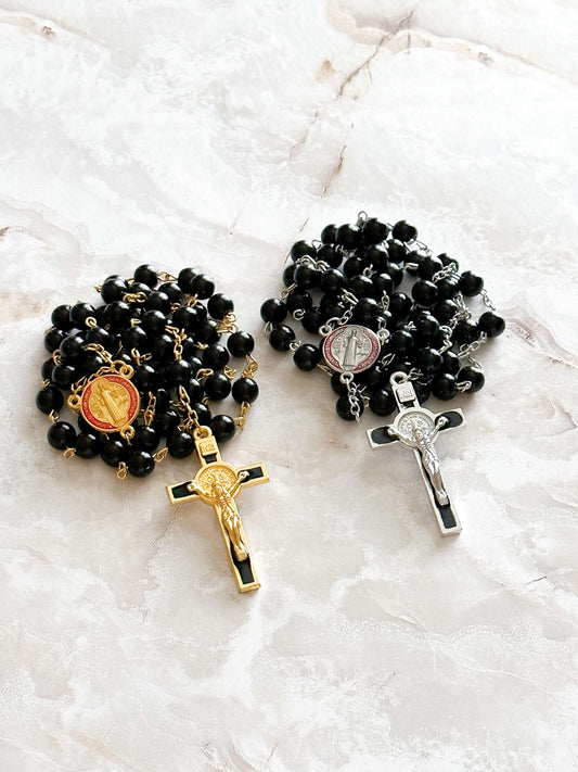 St. Benedict Glass Bead Rosary