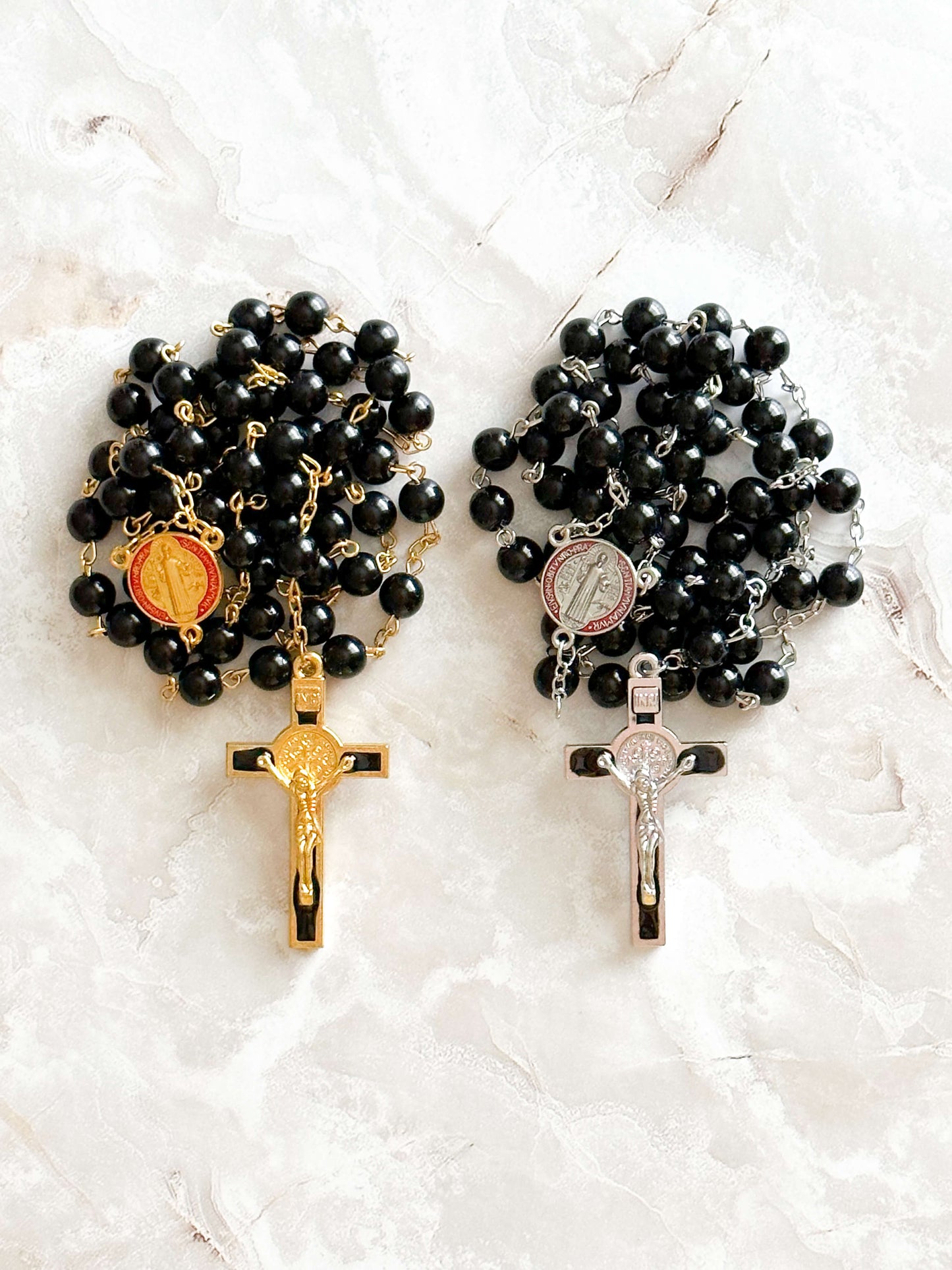 St. Benedict Glass Bead Rosary