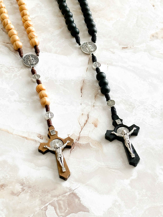 St. Benedict Wooden Crucifix Rosary