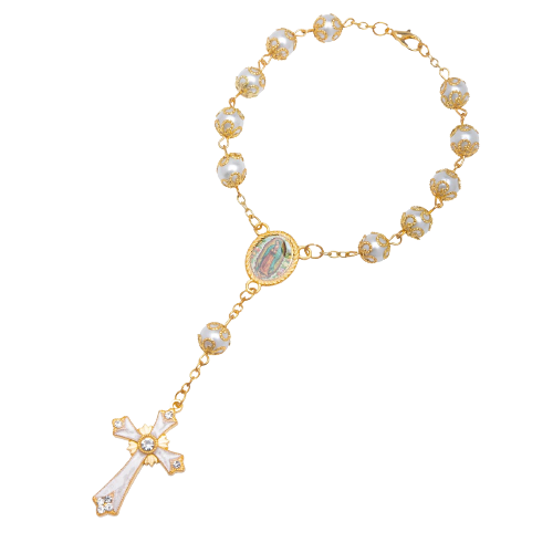 Golden Rearview Mirror Rosary