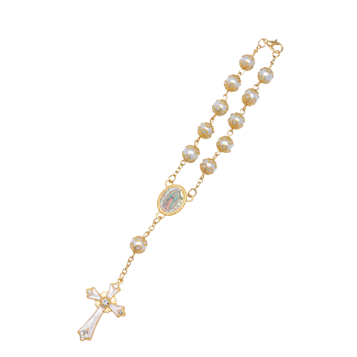 Golden Rearview Mirror Rosary